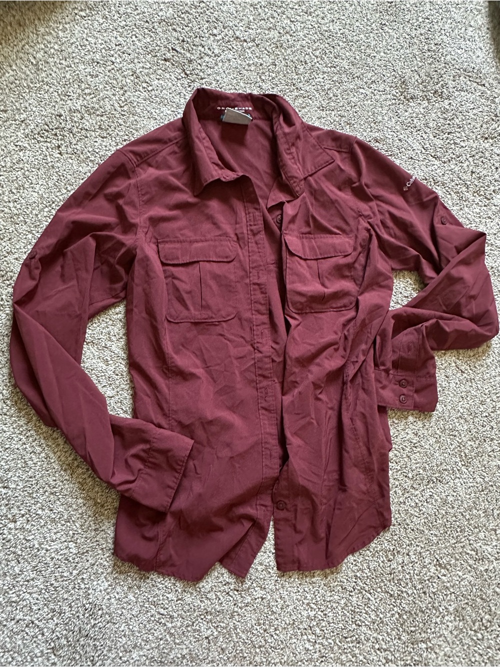 Columbia OmniShade Sun Protection Long-Sleeve Button Down Shirt - Maroon